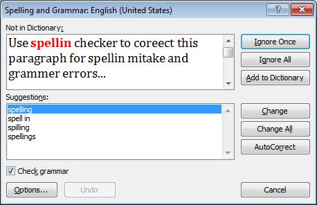 Spell Check One of the greatest features in any word processing program is Spelling & Grammar check.