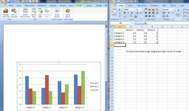 16 Microsoft Office Word 2010 Level 2 Charts can be created in Word which look just like Excel charts Uses Excel technology to produce the chart