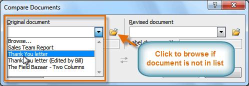 If your document is not on the list, click the Browse button to browse for the file. 4.