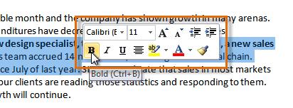 A highlighted box will appear over the selected text.