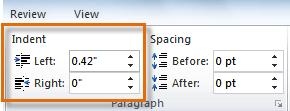To use the Indent commands: If you want to indent all lines in a paragraph, you can use the Indent commands on the Home tab. 1.