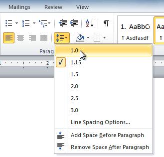 4. From the drop-down menu, you can also select Line Spacing Options to open the Paragraph dialog box. From here, you can adjust the line spacing with even more precision.
