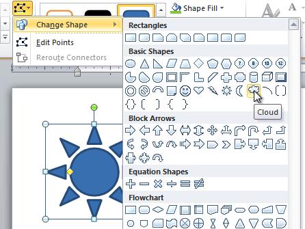 4. Click Change Shape to display a