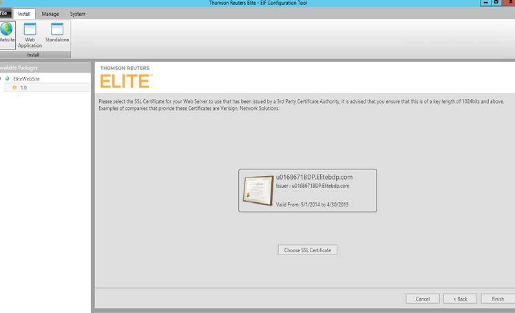 Click Choose SSL Certificate to view available certificates[mg2]. 8.