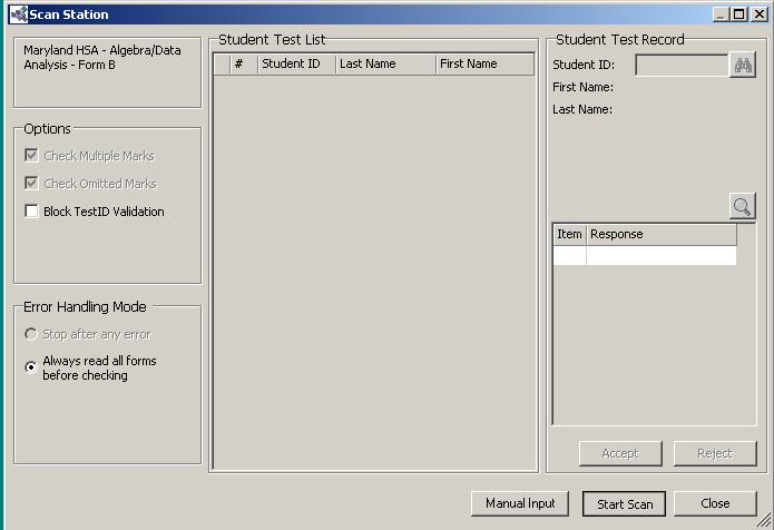 Addendum 2 Manual Input of Student Answers in Achievement Series If a test fails to scan properly, you can manually input students scores for the test.
