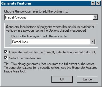 Construct Features command is located on the Topology toolbar Generating features using the outline vectorization method. Click the Vectorization menu and click Generate Features.
