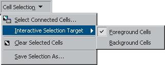 You can choose whether to select cells from the foreground or background with the Interactive Selection Target setting Cells that exist in the current target color will be available for interactive