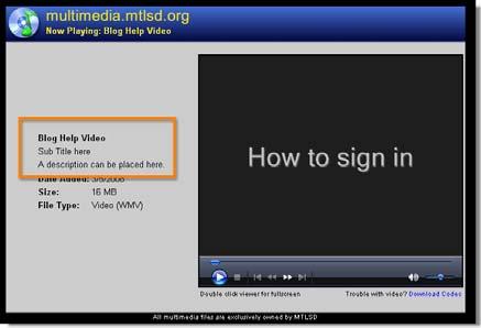 A title, sub title, and a description can be added to the multimedia file.