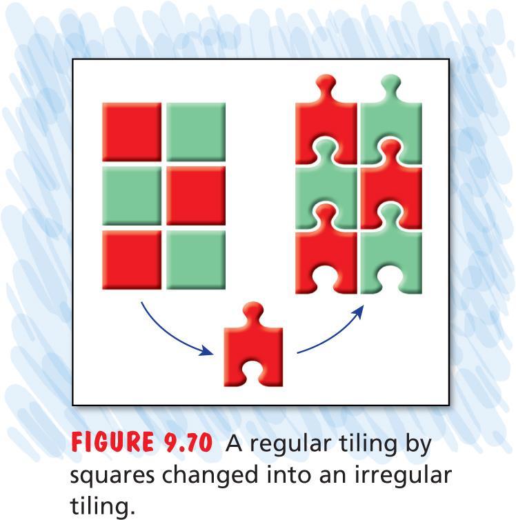 Regular tiling: From each square, remove a puzzle tab from the bottom and add it to the top of the square.