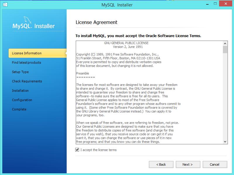 8. Read and accept the license agreement then click