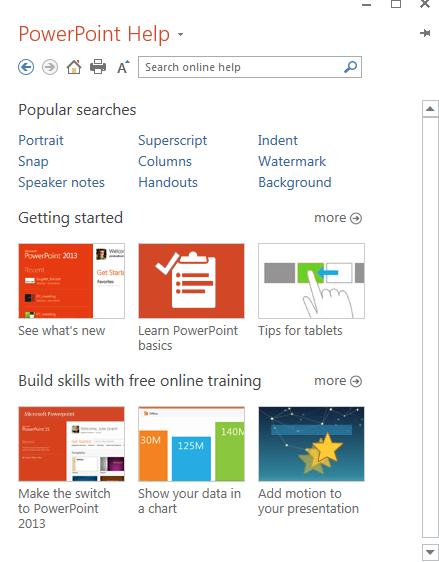 How to get help with PowerPoint 2013 Create custom ribbon tabs and groups If you ve been using earlier versions of PowerPoint, you ll probably have questions about where to find certain commands in