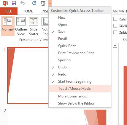 Access frequently-used commands The Quick Access Toolbar, in the upper-left corner of the PowerPoint window, is a great place to add shortcut buttons to the commands you ll use most often.