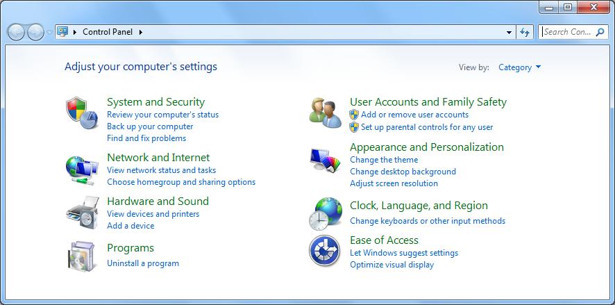 If you have installed the software before 4. Uninstall the software. For Windows 7 / Windows Vista 1. Select [Start] menu [Control Panel] [Programs]. 2. Select [Programs and Features].