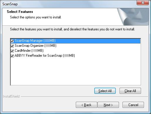 Installing in Windows 7. Confirm the check boxes of the software that you want to install are selected, and click the [Next] button.