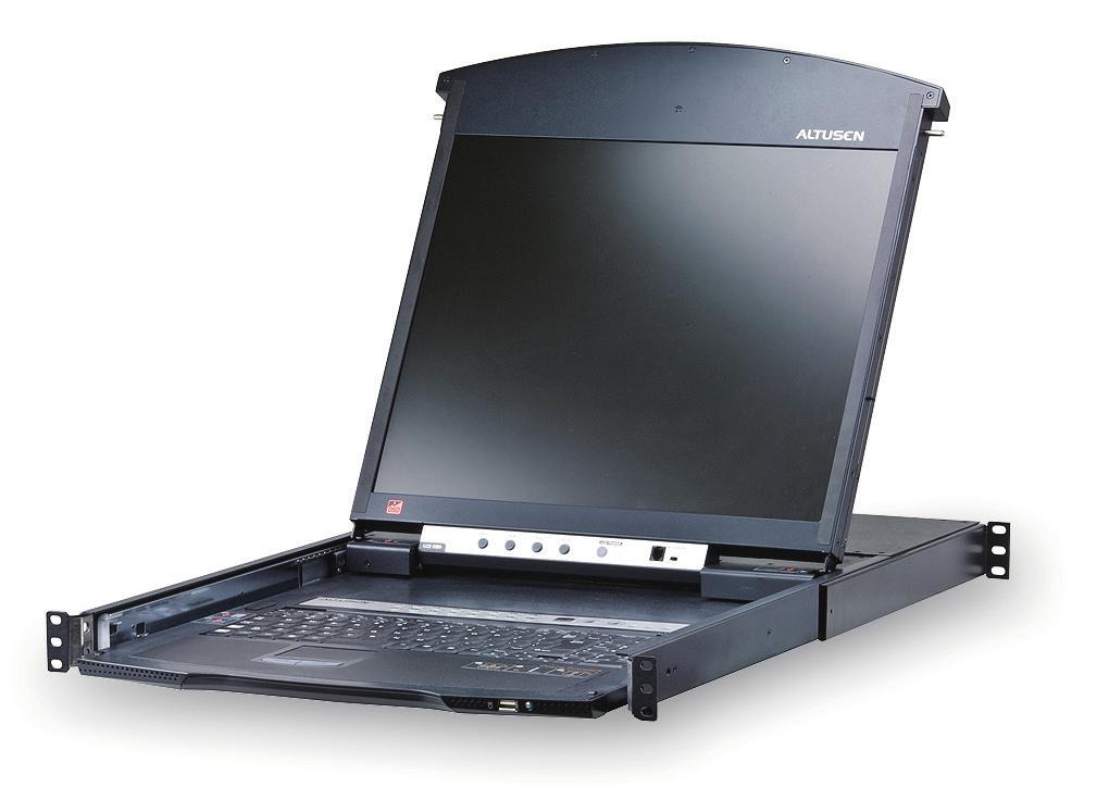 KL1508Ai (KL1508AiM: 17" LCD; KL1508AiN: 19" LCD) KL1516Ai (KL1516AiM: 17" LCD; KL1516AiN: 19" LCD) 8/16-Port Dual Rail LCD KVM Switch LCD Console + Cat 5 High-Density KVM Switch with KVM over IP The
