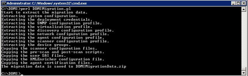 You can see the following message: Note: By default, the data is archived in a file called DDMIMigrationData.zip.