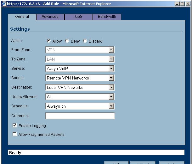 12. Repeat Steps 8-11 in this section to configure the same Access Rules for the VPN to LAN direction.