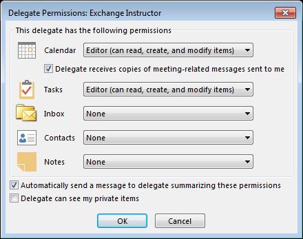 9. At "Calendar" select "Editor". 10. Check "Delegate received copies of meetingrelated messages send to me". 11.