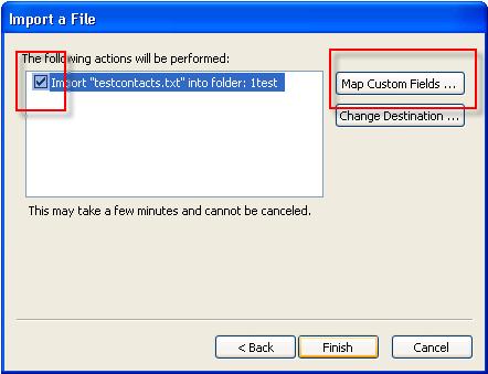 In the "Import a file", check the box next to the file name you are importing and then
