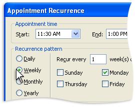 1. Click Open this occurrence. 2. On the Recurring Appointment tab, change the options, such as subject, location, and time, that you want. 3.