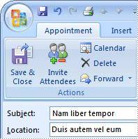 In the Appointment tab, in the Actions box, click Invite Attendees.
