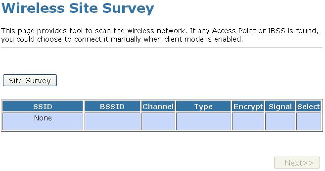 9. Change setting successfully. 10. From the left-hand Wireless menu, click on Site Survey. 11. Click Site Survey button. 12.