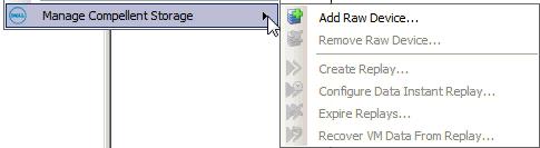 Right-click the DoNoDelete virtual machine, select Manage Compellent Storage and click on Remove Raw Device.