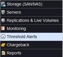 Configuring Alerts and Thresholds 1. Click Threshold Alerts in the bottom left-hand navigation pane. 2.