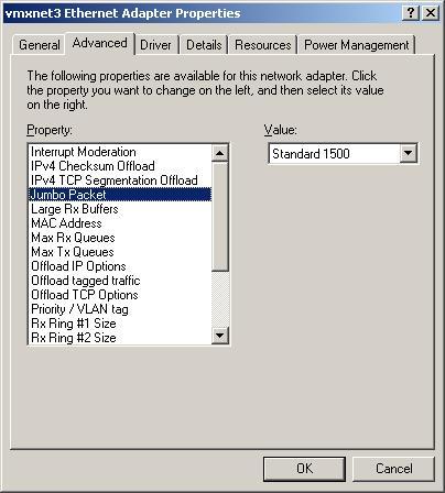 NETWORK TROUBLESHOOTING NIC SETTINGS In ESX 4.1, you can configure the advanced VMXNET3 parameters from the Device Manager in the Windows guest OS.