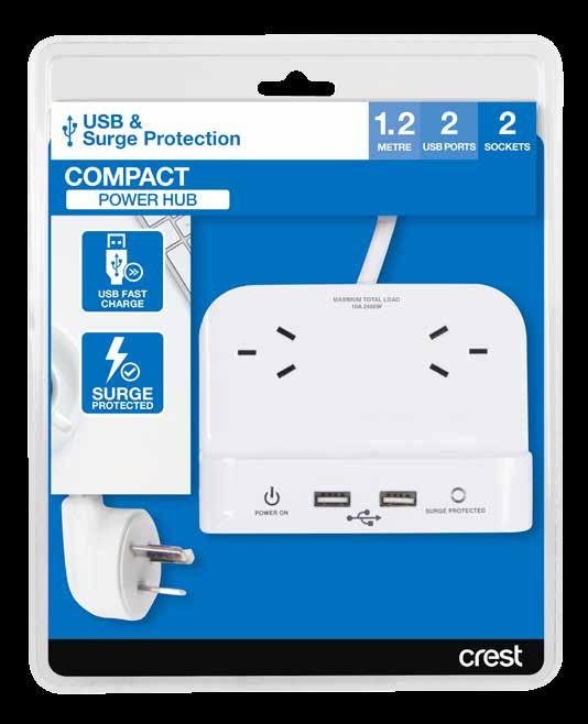 USB RANGE Power Hub USB & Surge Protection Double socket power hub 2 USB ports to fast charge 2 devices at once Ideal for home and