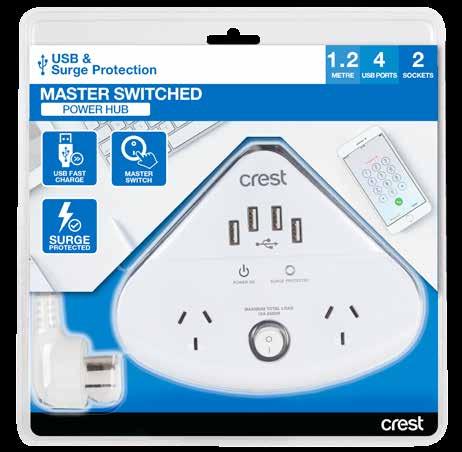 USB RANGE Master Switched 4 USB Ports & Surge Protection Double socket power hub Master Switch ON/OFF 4 USB ports to fast charge 2 devices at once