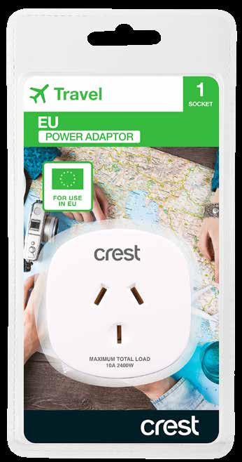 TRAVEL RANGE Travel Adaptor - EU For use in EU, Russia, Vietnam, South Korea, Indonesia (Bali) and other Countries Voltage: 240V a.c.