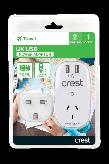 TRAVEL RANGE Travel Adaptor - UK With USB Charging For use in UK, Ireland, Hong Kong, Malaysia, Singapore, Dubai, Saudi Arabia