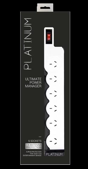 Platinum 6 Socket Surge Protector + Antenna Protection 710V clamping voltage 6,000V maximum spike voltage 72,000A maximum amp current <1 nanosecond response time 1836 joule protection 10A