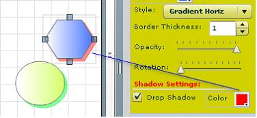 Color blends (Gradient) You can fill your closed shapes with amazing color gradient and give your diagram a very unique look. Open the properties window and go to Color and Style option.