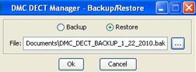 Backup and Restore utility Figure 37: Browse to backed up