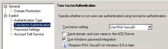 authentication. If the user s Domain password is available from the RSA Authentication Manager, then it will be retrieved by the Web Interface server.