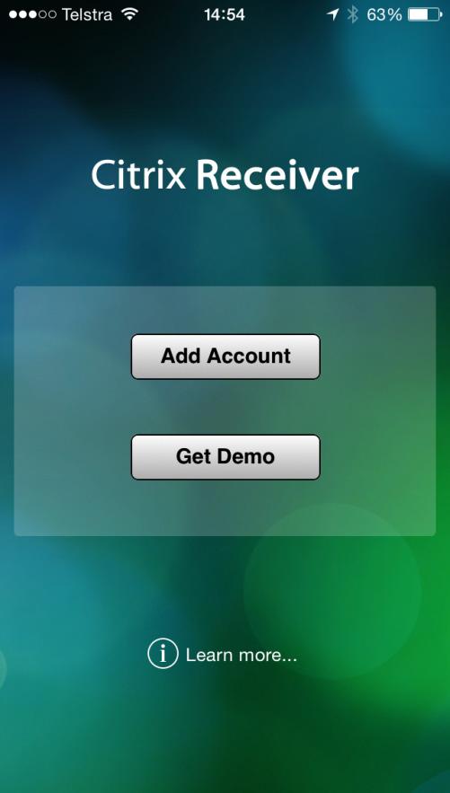The following example is on an Apple iphone 5. In the App Store search for Citrix Receiver.