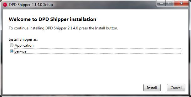 2.2 Installation as a Windows application For installation as a Windows application, select Application after starting the installation file and click Install.