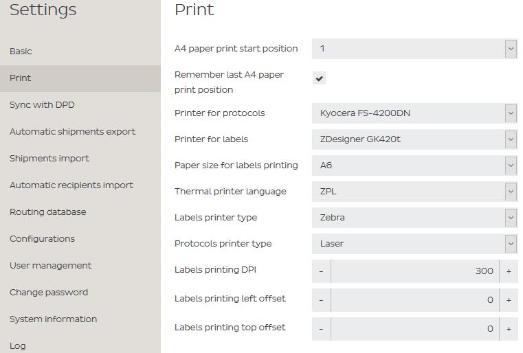 During the initial installation, you must set the printer for the labels and the printer for the protocols. Choose from the following label formats.