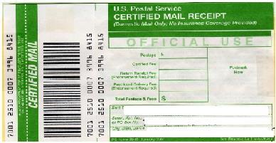 With certified mail, you will get a receipt showing what date the USCIS got your application. A sample of the Certified Mail form and receipt is shown here.