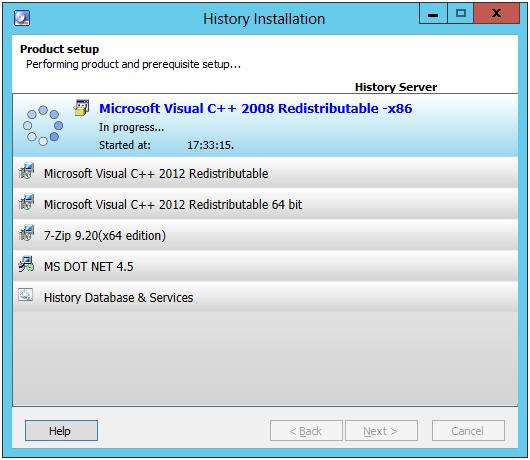 Section 5 Installation Installing History Embedded Data Collector Figure 100. Product Setup wizard If Windows logged in as a user, user credentials will be changed automatically by History Installer.