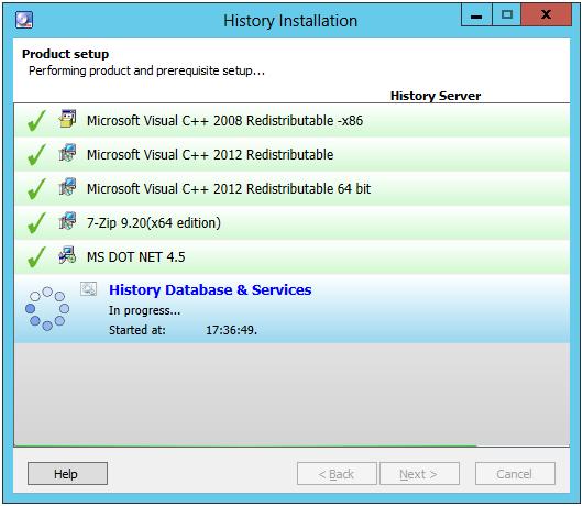 History Server Installation Section 5 Installation Figure 46. Product Setup wizard If Windows logged in as a user, user credentials will be changed automatically by History Installer. 22.