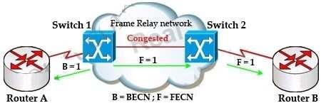 E. in DF packets 0 Correct Answer: C Section: WAN Technologies /Reference: : First we should grasp the concept of BECN & FECN through an example: Suppose Router A wants to send data to Router B