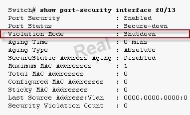 B. port enabled; unknown packets dropped; SNMP or syslog messages C. port disabled; no SNMP or syslog messages D.
