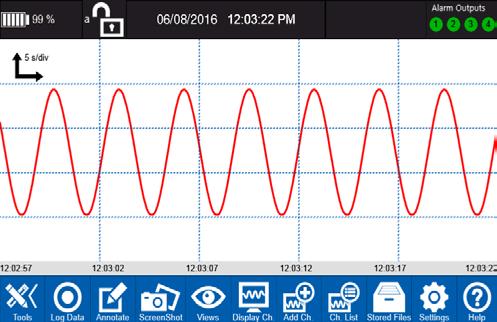 Home Screen The home screen is the main screen of the data logger s user interface. It is divided into 3 distinct sections as shown below.