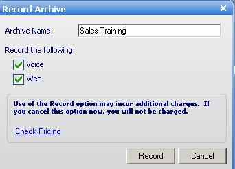 Step 3: Click the Record button. The recording will be accessible in your Genesys Meeting Center online account.