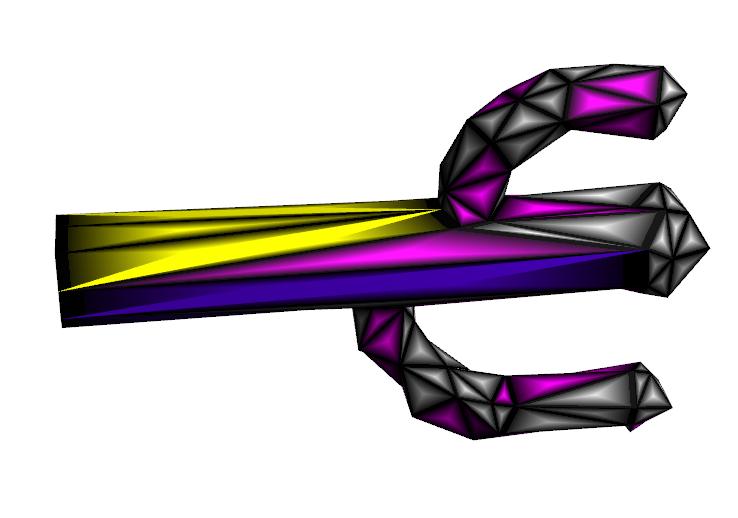 Figure 7: All three refinement operations have been preformed on this mesh, as can be seen by the magenta, purple, and yellow faces.