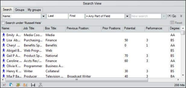 Search for and Work with Groups 1. Open a published chart in your browser. 2. Open the List View and select the Search View pane. Figure 40. Three tabs are available, Search, Groups, and My groups.