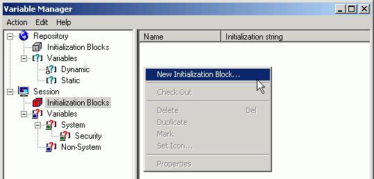 4) In the Session Variable Initialization Block dialog